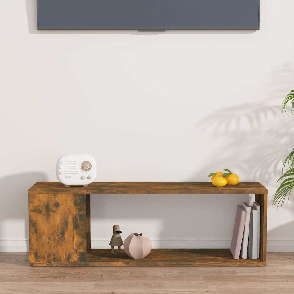 Füstös tölgy színű szerelt fa fali TV-szekrény 100 x 24 x 32 cm 3