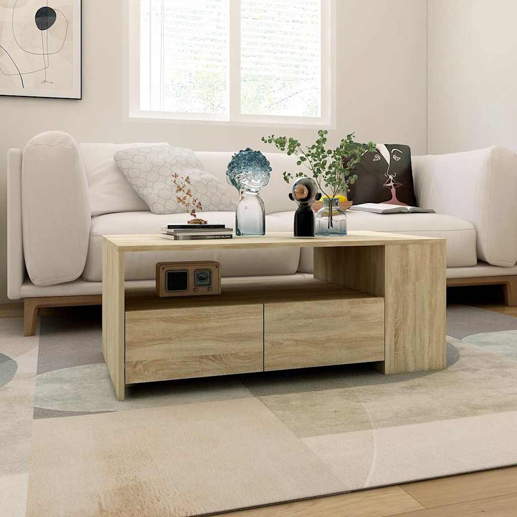 Sonoma tölgy színű szerelt fa dohányzóasztal 102 x 55 x 42 cm 5
