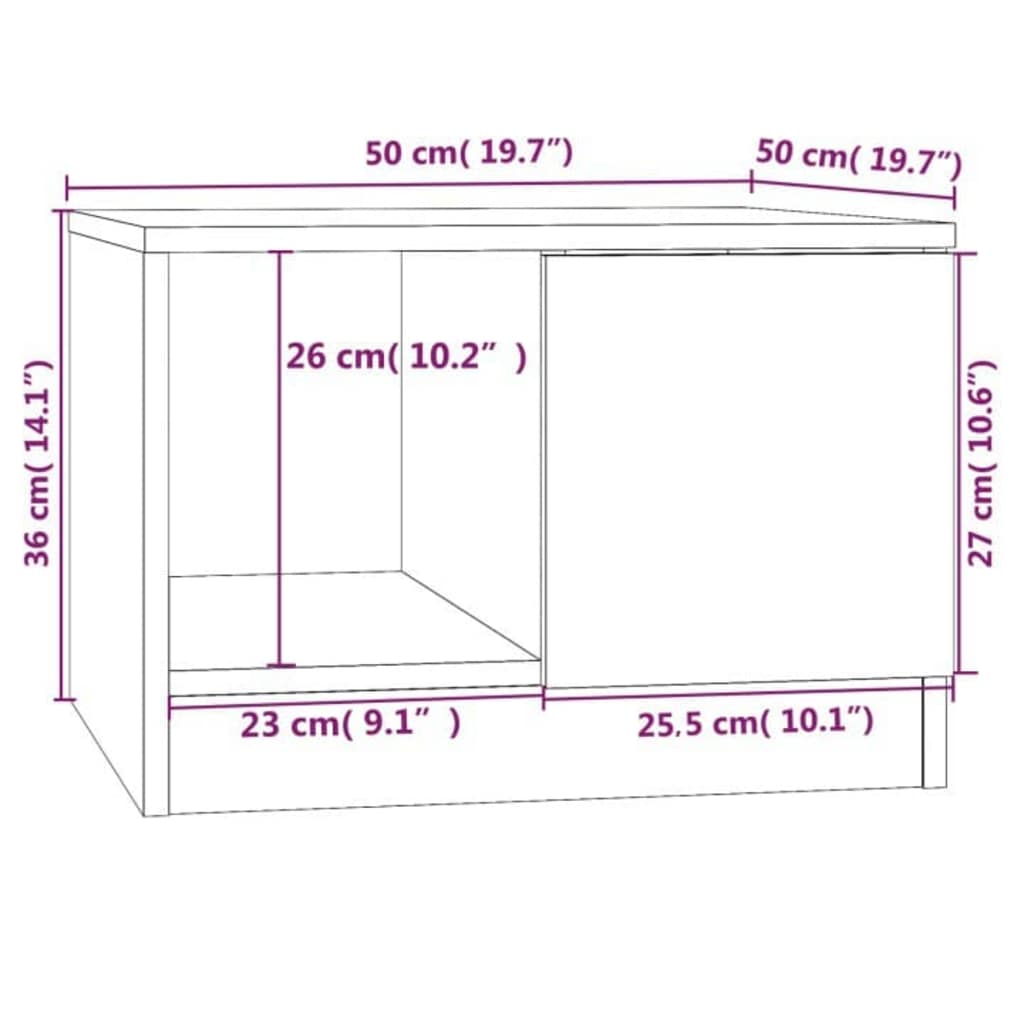 Betonszürke szerelt fa dohányzóasztal 50 x 50 x 36 cm 8