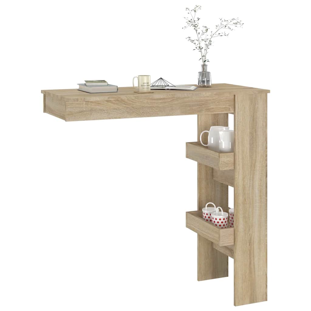 Sonoma tölgy színű fatermék fali bárasztal 102 x 45 x 103,5 cm 7