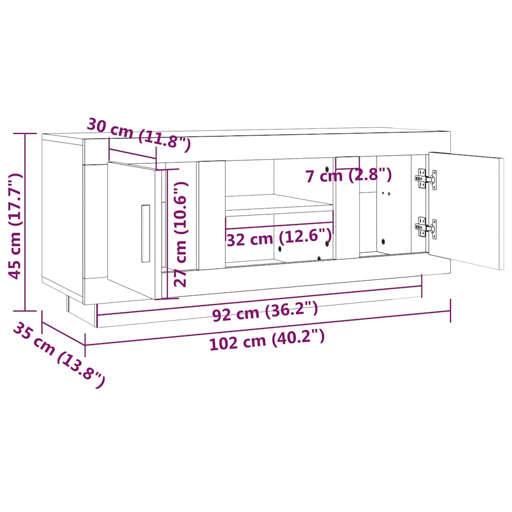 Betonszürke szerelt fa TV-szekrény 102x35x45 cm 8
