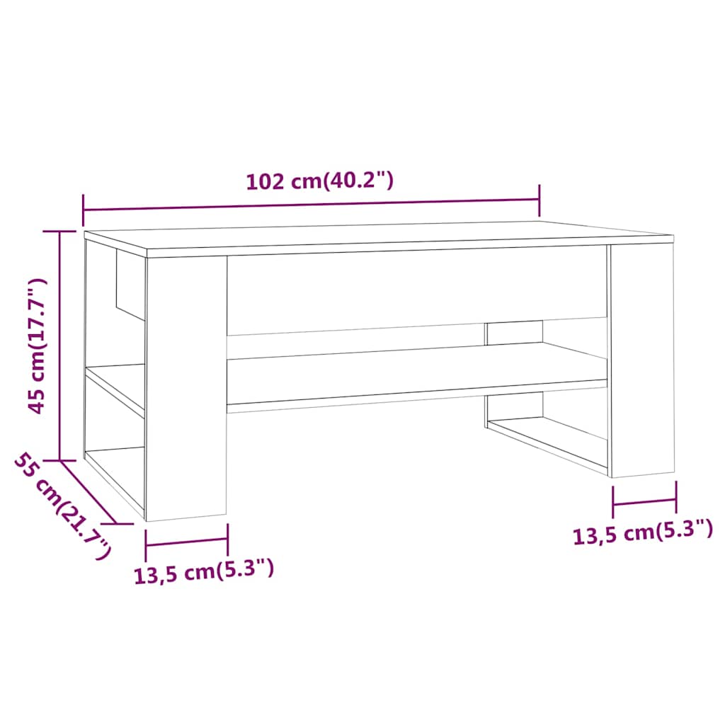 Szürke sonoma színű szerelt fa dohányzóasztal 102 x 55 x 45 cm 7