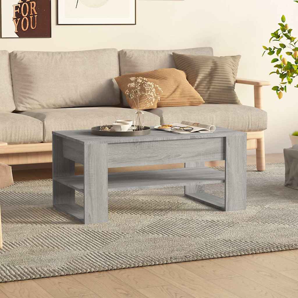 Szürke sonoma színű szerelt fa dohányzóasztal 102 x 55 x 45 cm