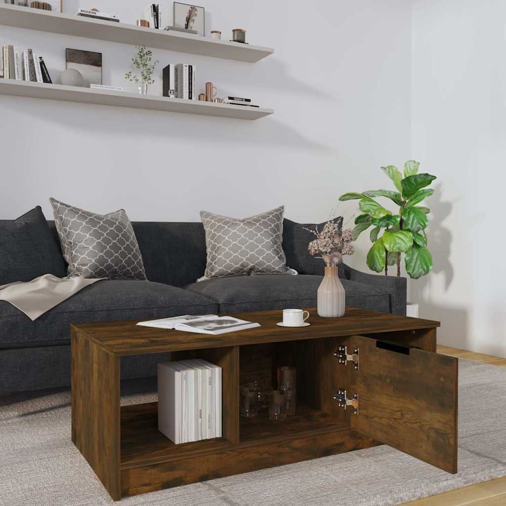 Füstös tölgy színű szerelt fa dohányzóasztal 102 x 50 x 36 cm 7