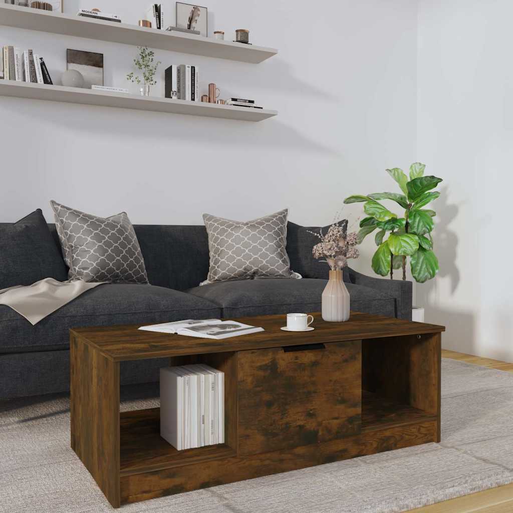 Füstös tölgy színű szerelt fa dohányzóasztal 102 x 50 x 36 cm