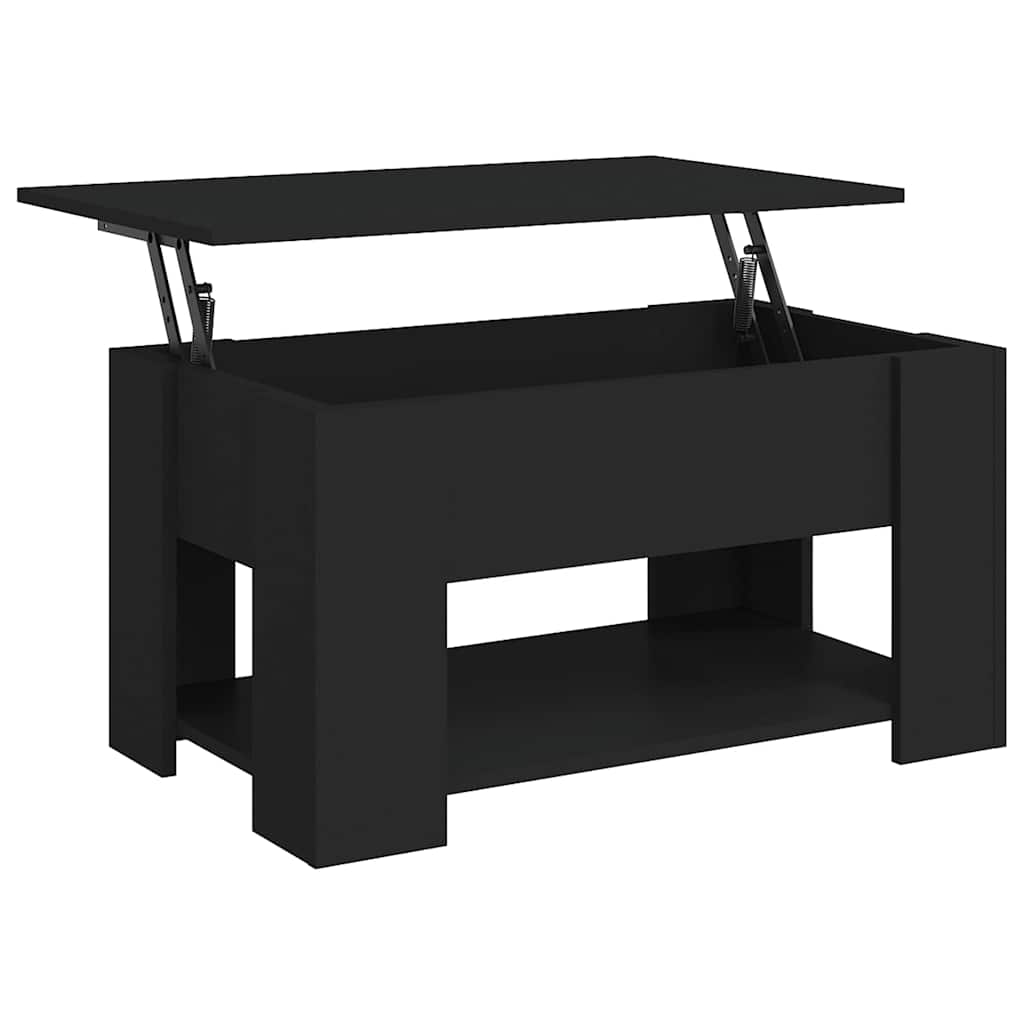 Fekete szerelt fa dohányzóasztal 79 x 49 x 41 cm 2