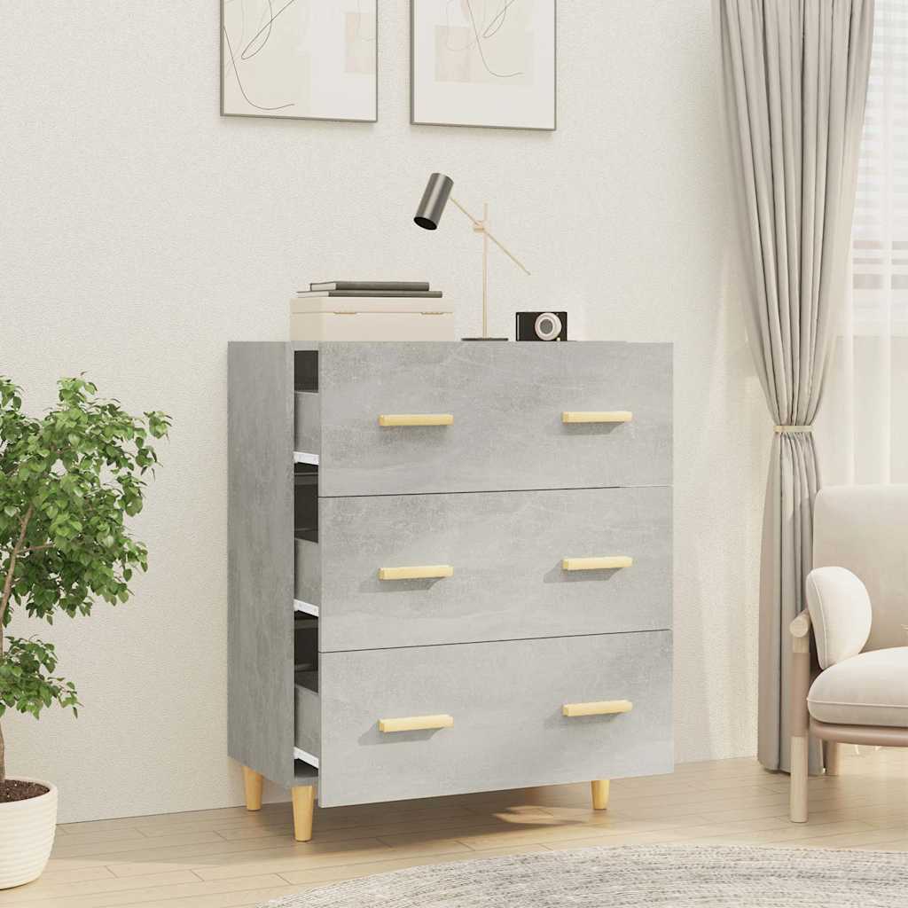 Betonszürke szerelt fa tálalószekrény 70 x 34 x 90 cm 6