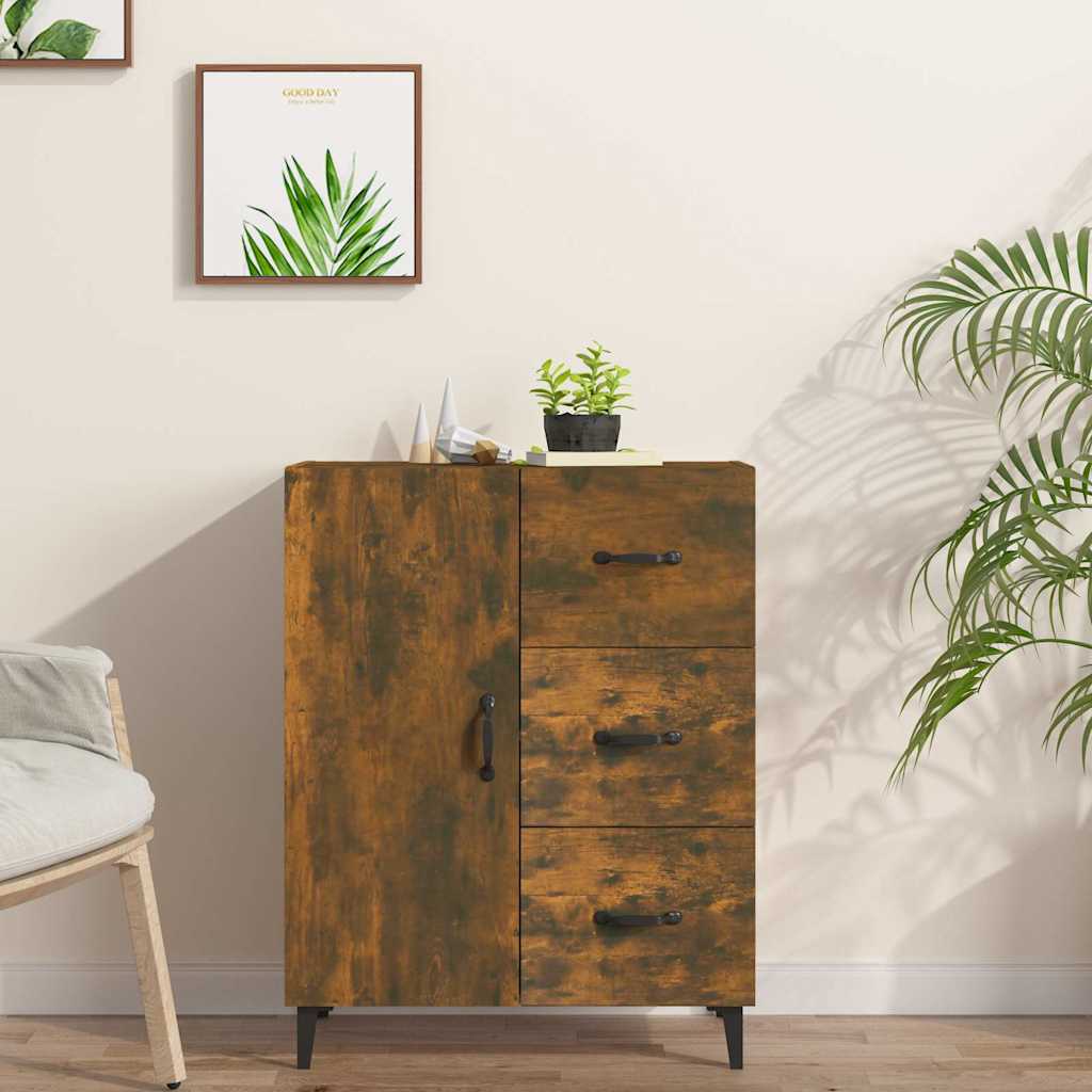 Füstös tölgy színű szerelt fa tálalószekrény 69,5 x 34 x 90 cm