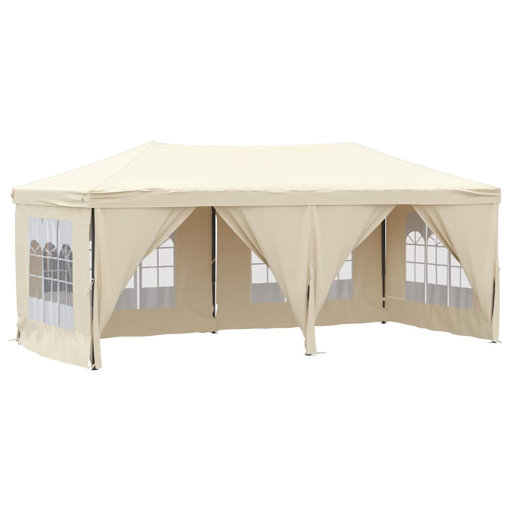 Krémszínű összecsukható rendezvénysátor oldalfalakkal 3 x 6 m 2