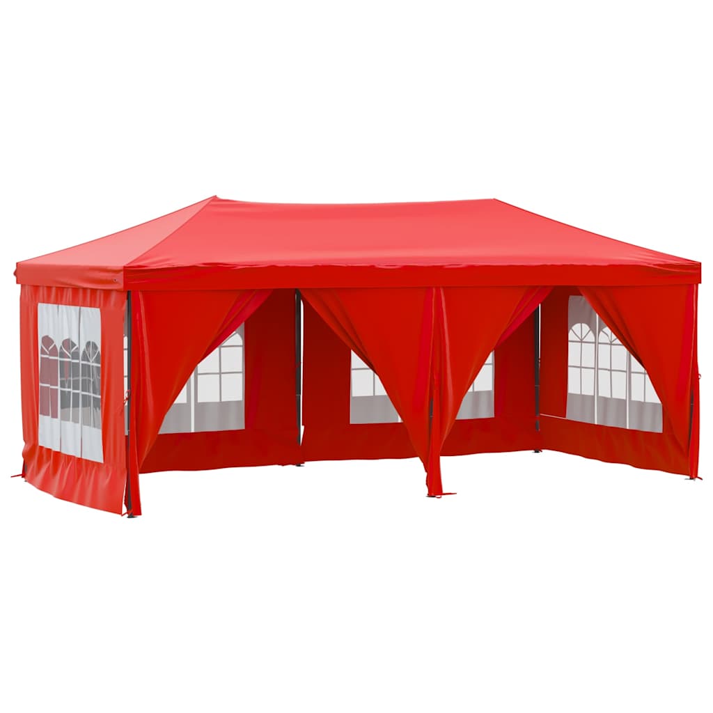 Piros összecsukható rendezvénysátor oldalfalakkal 3 x 6 m 2