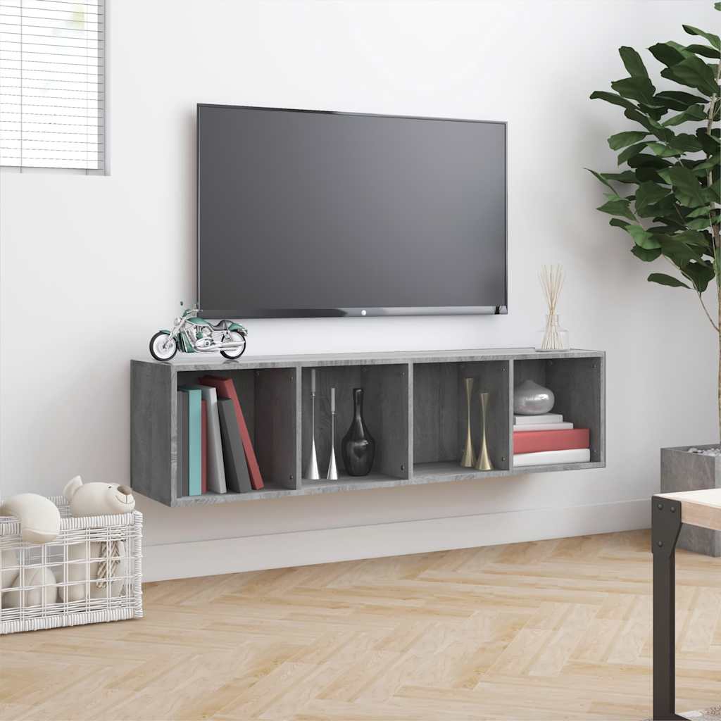 Szürke sonoma színű szerelt fa könyv-/TV-szekrény 143x30x36 cm 4