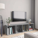 Szürke sonoma színű szerelt fa könyv-/TV-szekrény 143x30x36 cm