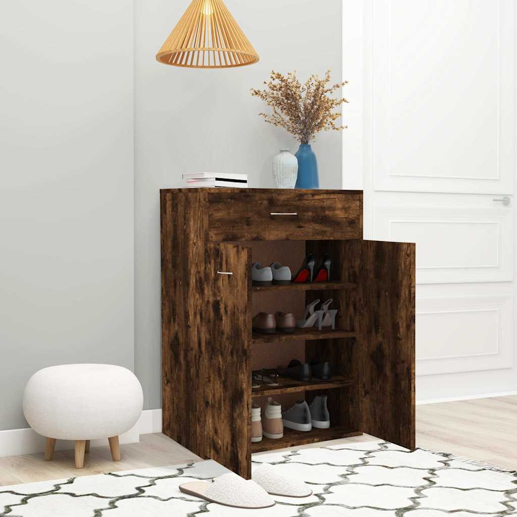 Füstös tölgy színű szerelt fa cipősszekrény 60 x 35 x 84 cm 4