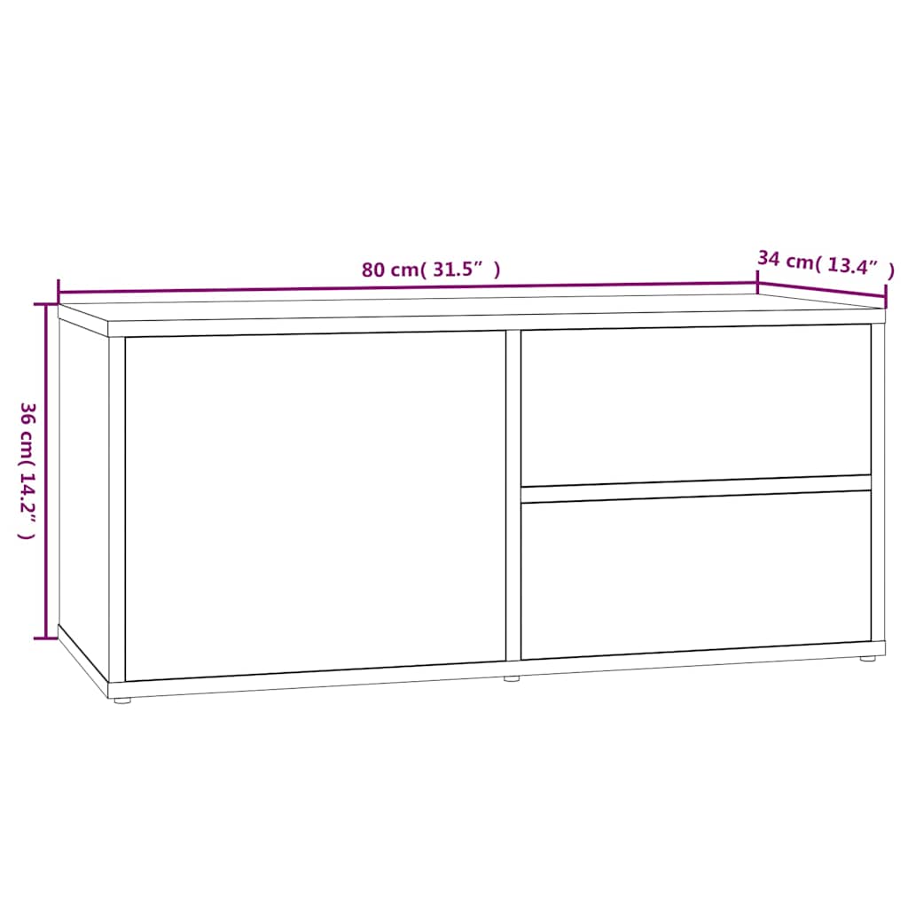 Füstös tölgy színű szerelt fa TV-szekrény 80 x 34 x 36 cm 11