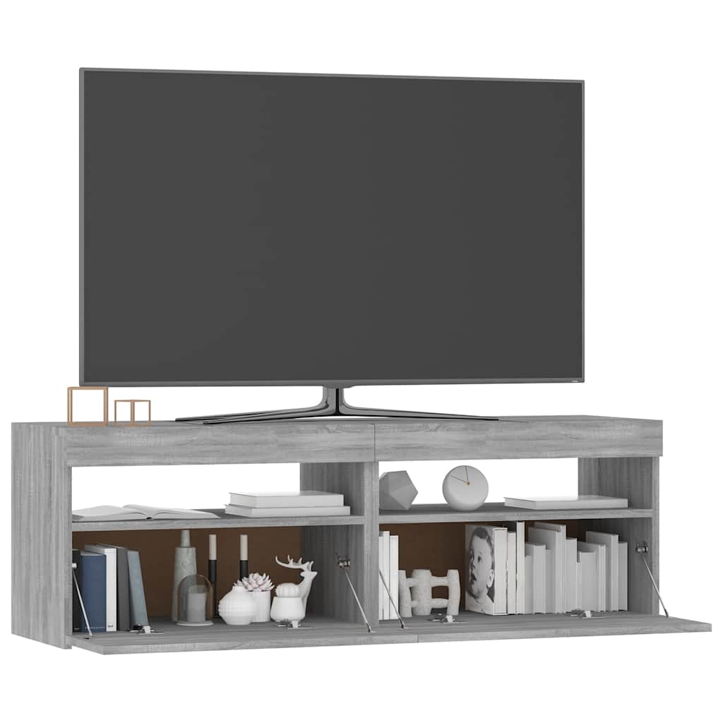 Szürke sonoma színű TV-szekrény LED-lámpákkal 120 x 35 x 40 cm 9
