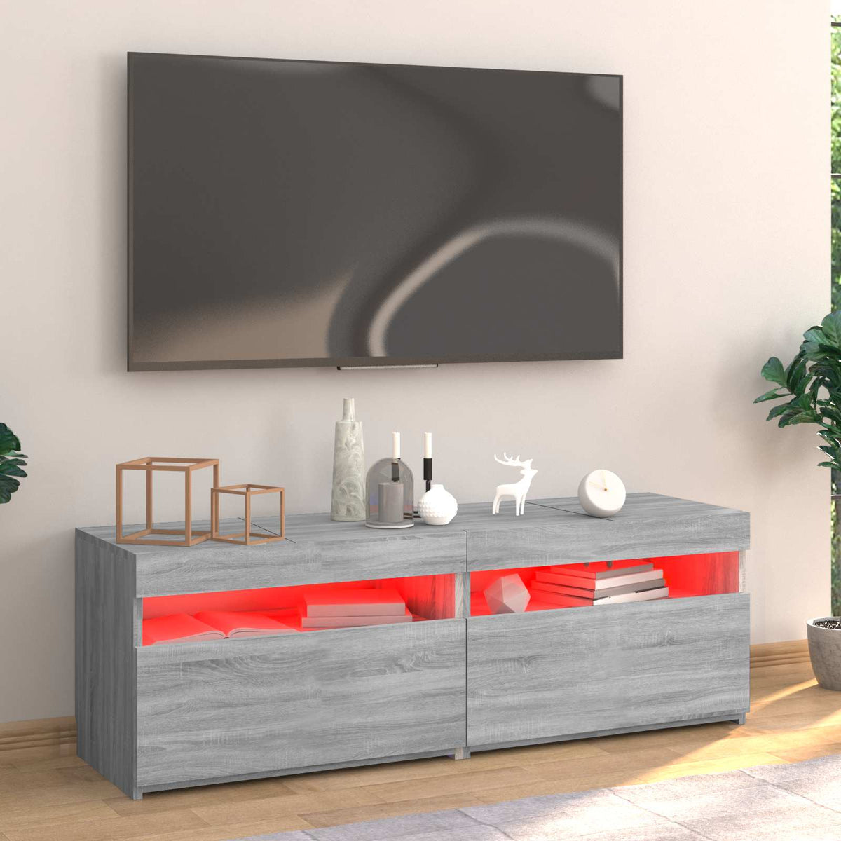 Szürke sonoma színű TV-szekrény LED-lámpákkal 120 x 35 x 40 cm 4