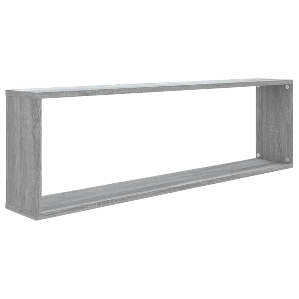 4 db szürke sonoma színű szerelt fa fali kockapolc 100x15x30 cm 5