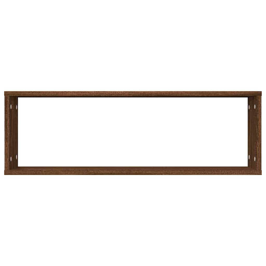 2 db barna tölgyszínű szerelt fa fali kockapolc 80x15x26,5 cm 6