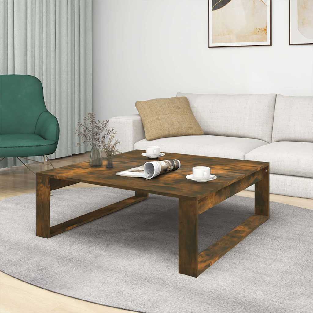 Füstös tölgy színű szerelt fa dohányzóasztal 100 x 100 x 35 cm 3