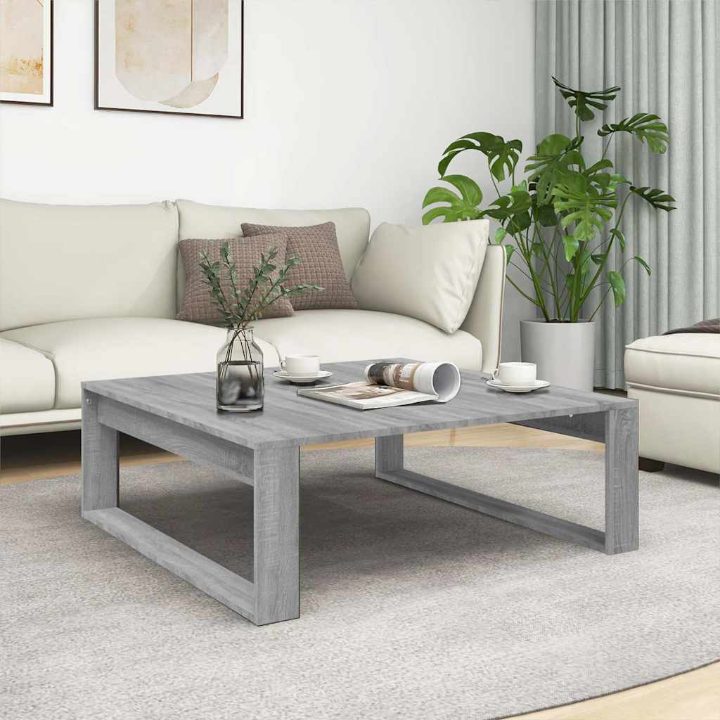Szürke sonoma színű szerelt fa dohányzóasztal 100 x 100 x 35 cm