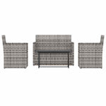 4 részes szürke polyrattan kültéri ülőgarnitúra párnákkal 2