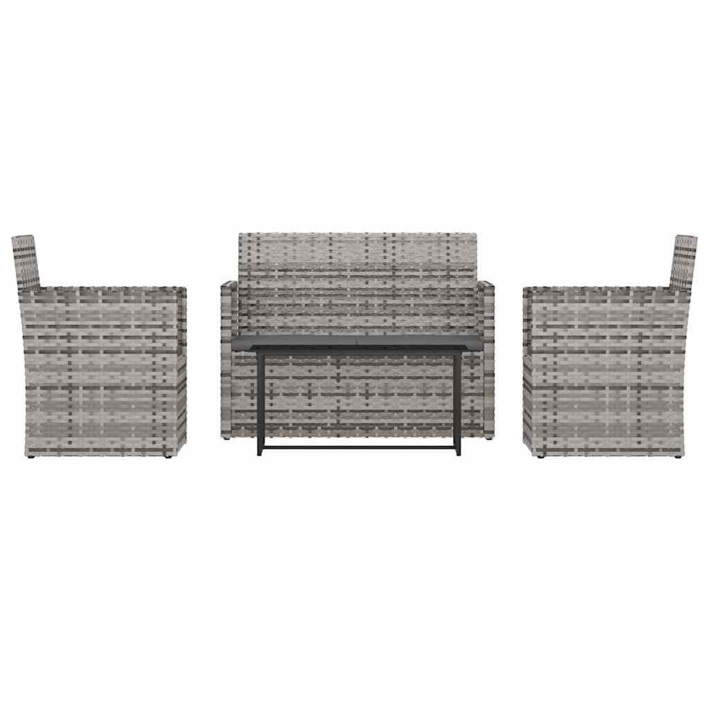 4 részes szürke polyrattan kültéri ülőgarnitúra párnákkal 2