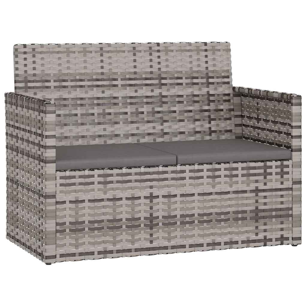 4 részes szürke polyrattan kültéri ülőgarnitúra párnákkal 4