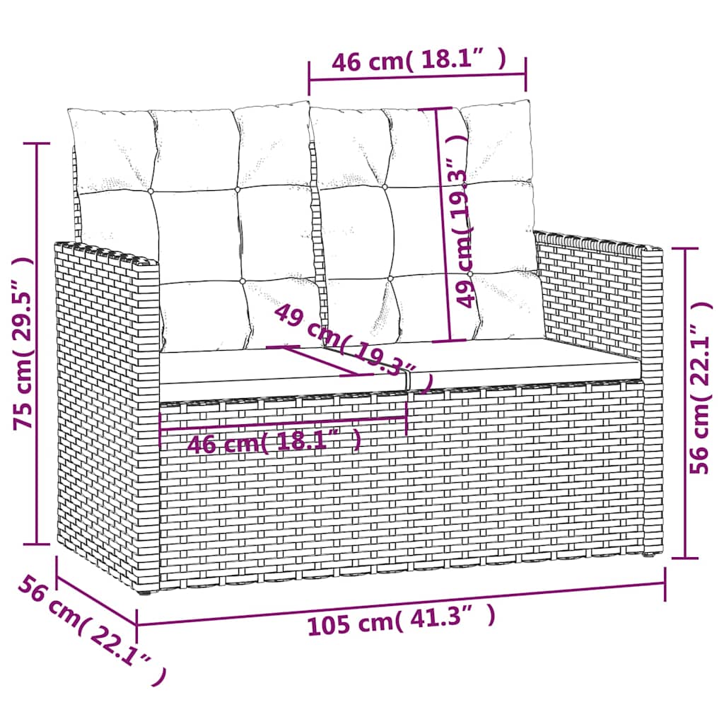 4 részes szürke polyrattan kültéri ülőgarnitúra párnákkal 9