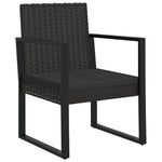 3 részes fekete polyrattan kerti ülőgarnitúra párnákkal 3