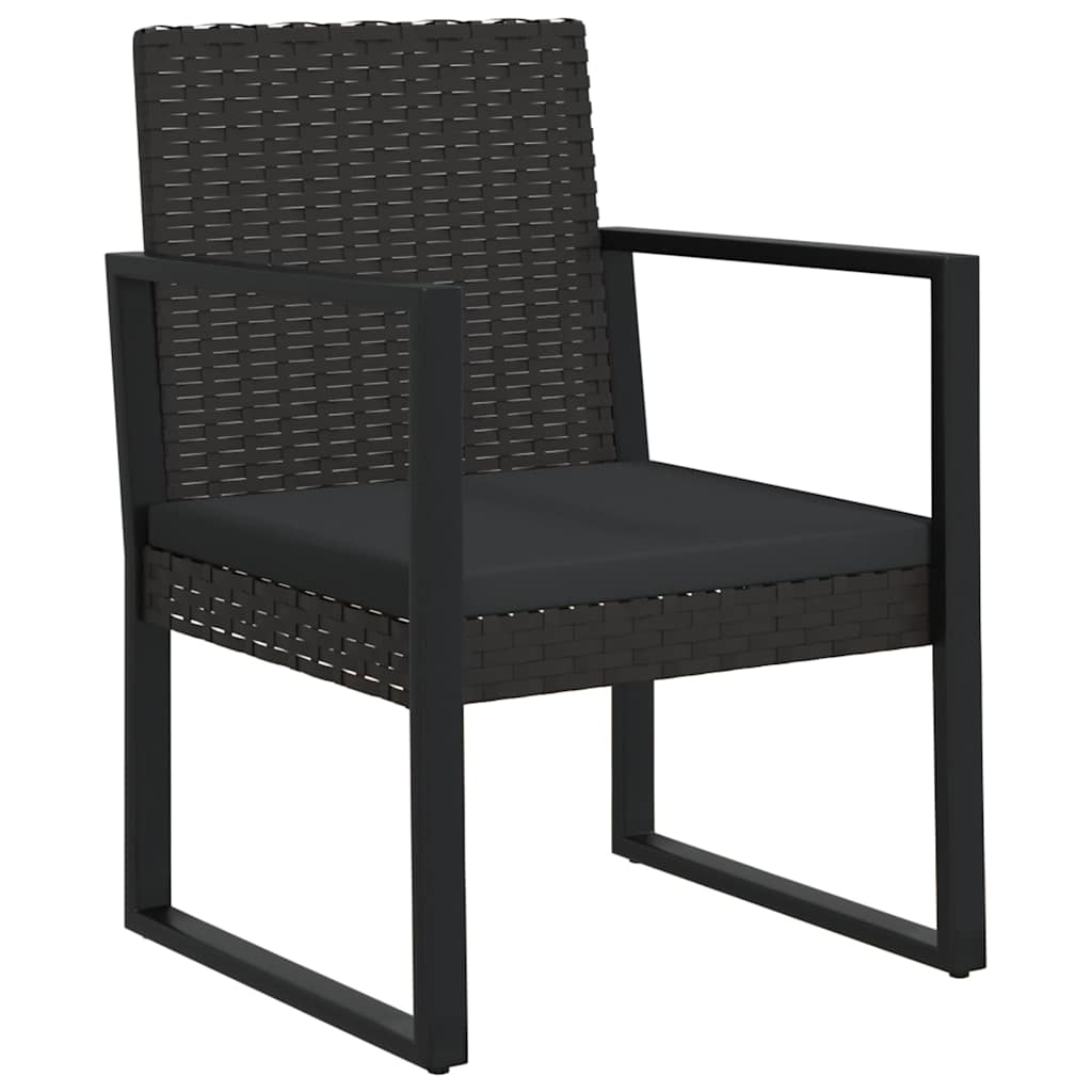 3 részes fekete polyrattan kerti ülőgarnitúra párnákkal 3