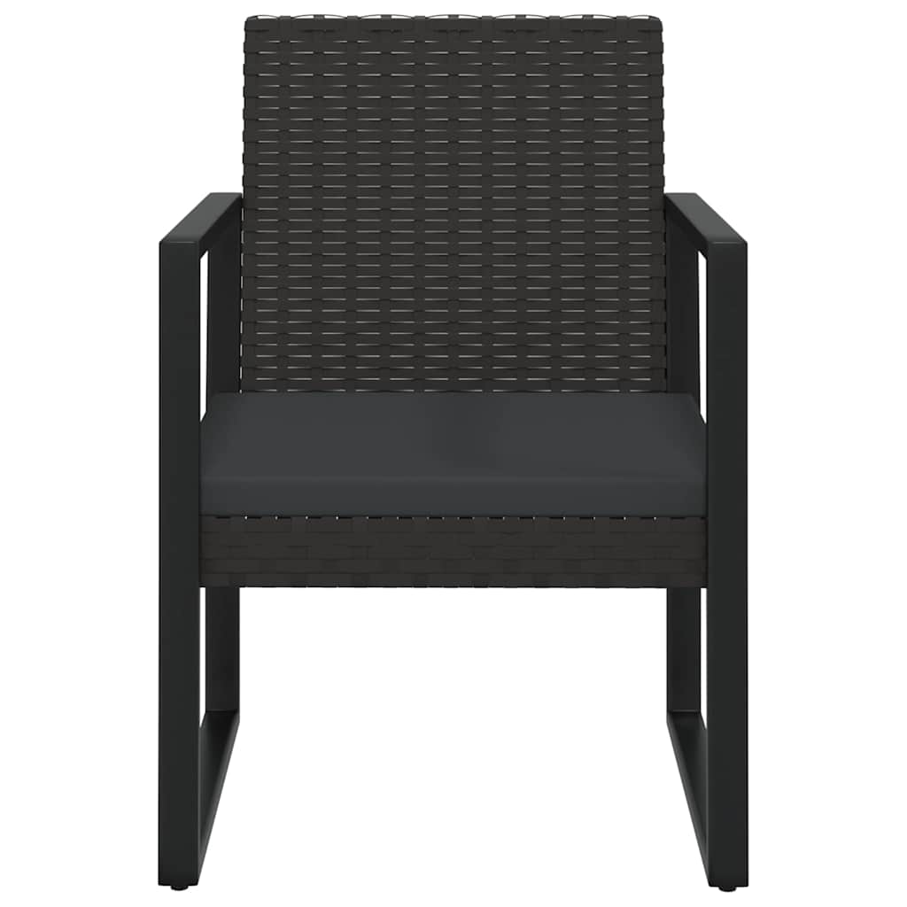 3 részes fekete polyrattan kerti ülőgarnitúra párnákkal 4