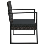 3 részes fekete polyrattan kerti ülőgarnitúra párnákkal 5