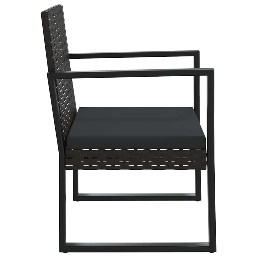 3 részes fekete polyrattan kerti ülőgarnitúra párnákkal 5