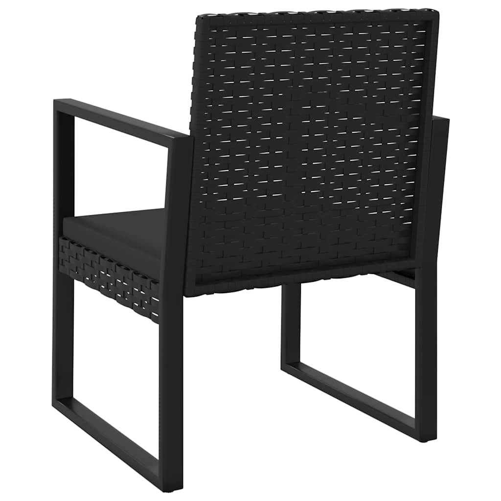 3 részes fekete polyrattan kerti ülőgarnitúra párnákkal 6
