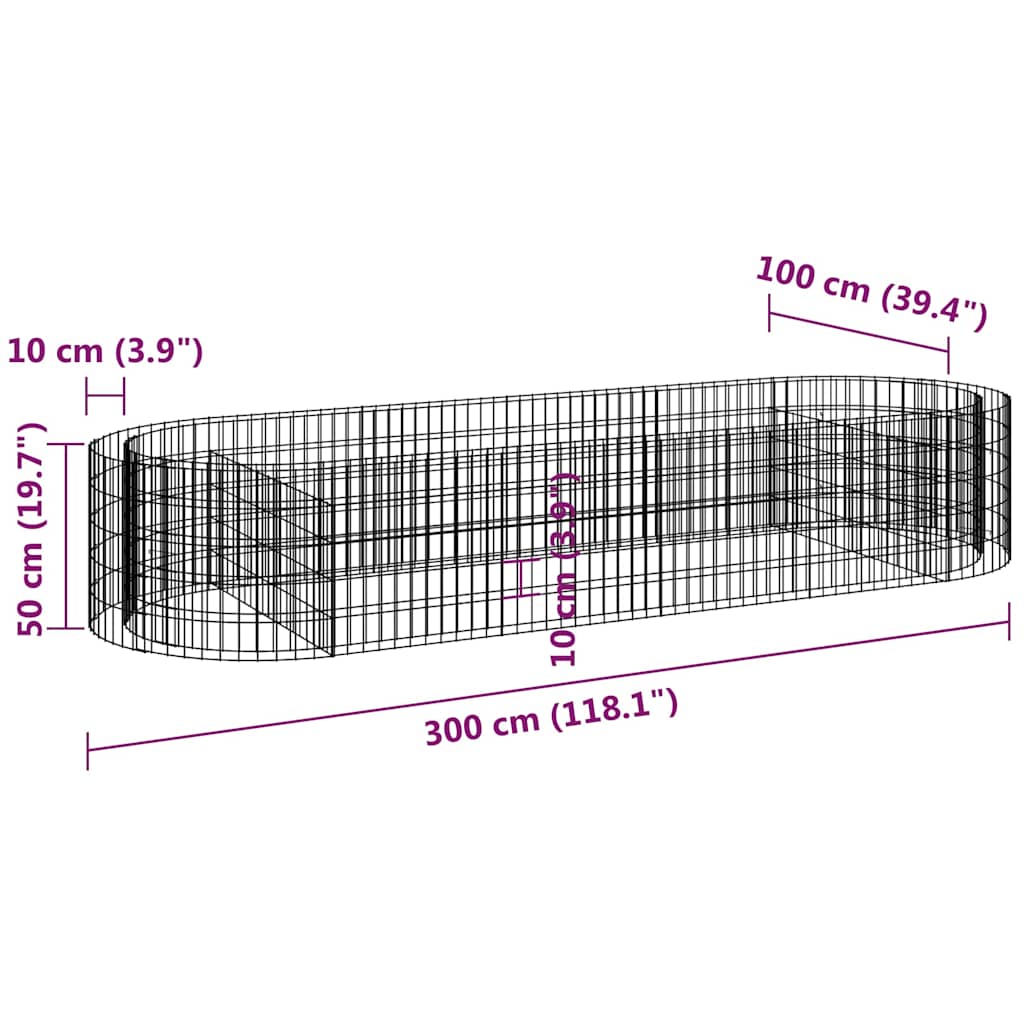 Horganyzott vas gabion magaságyás 300x100x50 cm 8