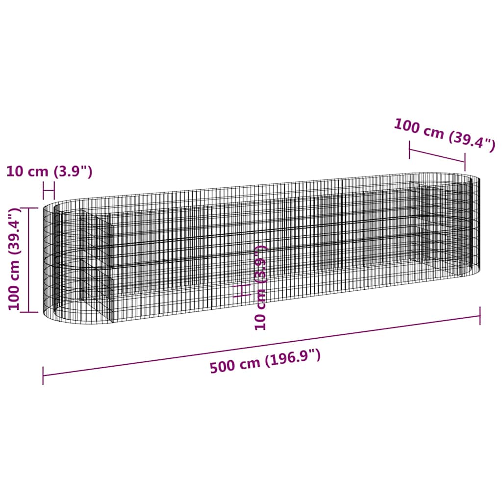 Horganyzott vas gabion magaságyás 500x100x100 cm 8