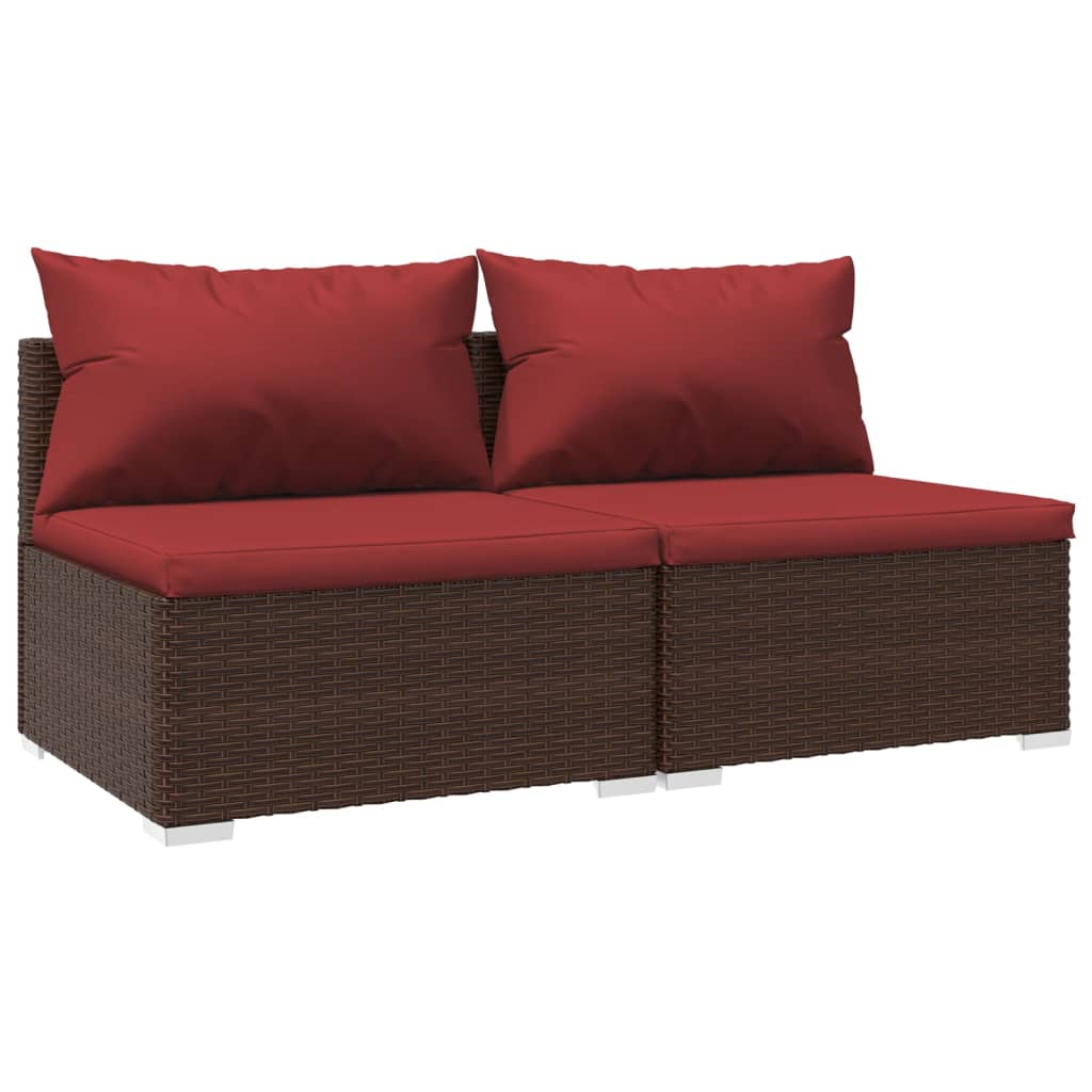 2 részes barna polyrattan kerti ülőgarnitúra párnákkal 2