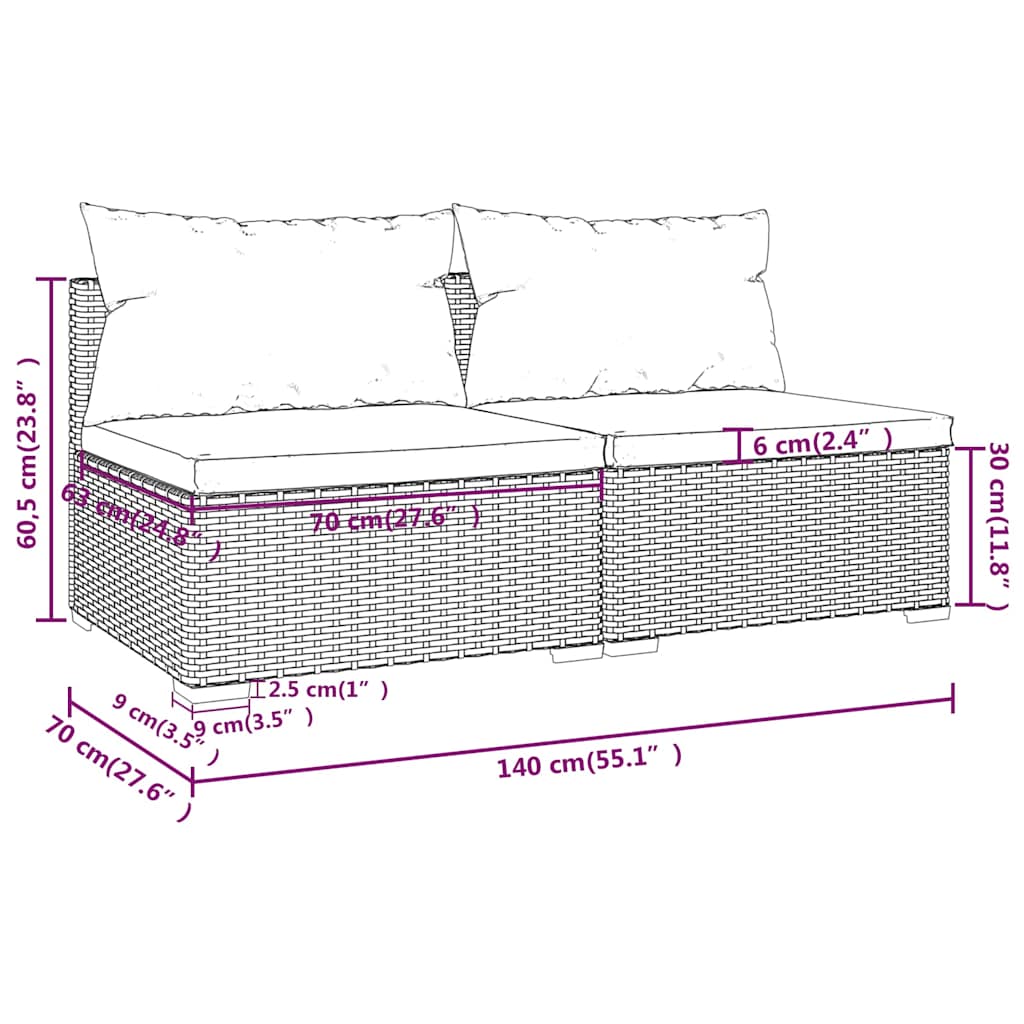 2 részes barna polyrattan kerti ülőgarnitúra párnákkal 5