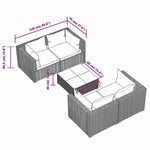 5 részes barna polyrattan kerti ülőgarnitúra párnákkal 7