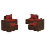4 részes barna polyrattan kerti bútorszett párnákkal 2
