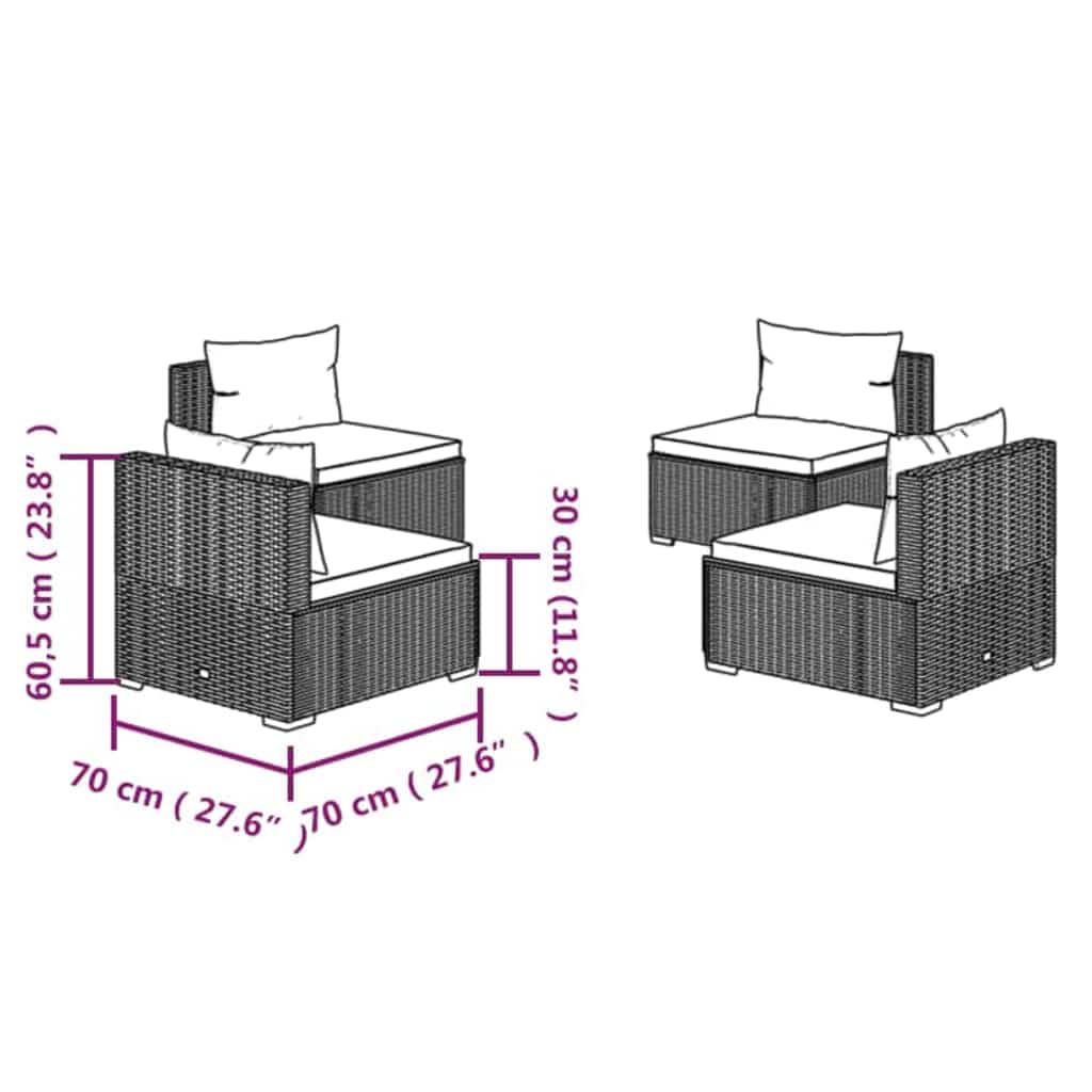 4 részes barna polyrattan kerti bútorszett párnákkal 5
