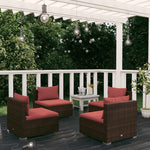 4 részes barna polyrattan kerti bútorszett párnákkal