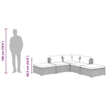 5 részes fekete polyrattan kerti ülőgarnitúra párnákkal 10