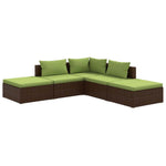 5 részes barna polyrattan kerti ülőgarnitúra párnákkal 2
