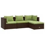 4 részes barna polyrattan kerti bútorszett párnákkal 2