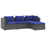 4 részes szürke polyrattan kerti ülőgarnitúra párnákkal 2