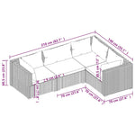 4 részes barna polyrattan kerti bútorszett párnákkal 5