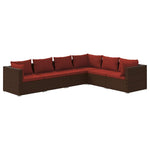 6 részes barna polyrattan kerti bútorszett párnákkal 2