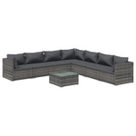 8 részes szürke polyrattan kerti ülőgarnitúra párnákkal 2