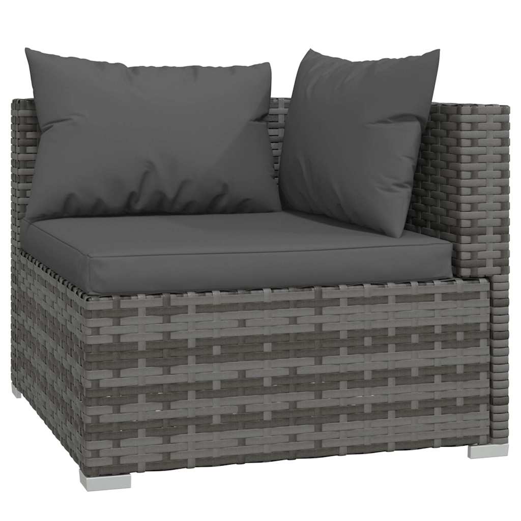 10 részes szürke polyrattan kerti ülőgarnitúra párnákkal 3